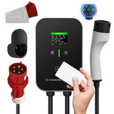 Estación de carga doméstica tipo 2 de 22 kW o 11 kW, wallbox, cable de carga de 5 m con soporte de cargador, enchufe trifásico CEE para todos los vehículos eléctricos y híbridos enchufables